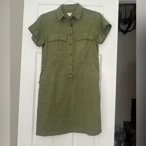 J. Crew Olive Button-Up Shirt Dress